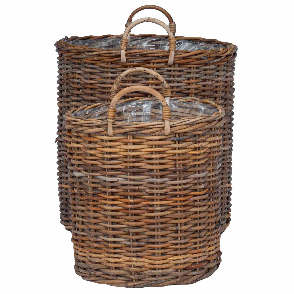 Cesta de Maceta con almacenamiento 2 pcs Gris Rattan Lacak