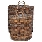 Cesta de Maceta con almacenamiento 2 pcs Gris Rattan Lacak