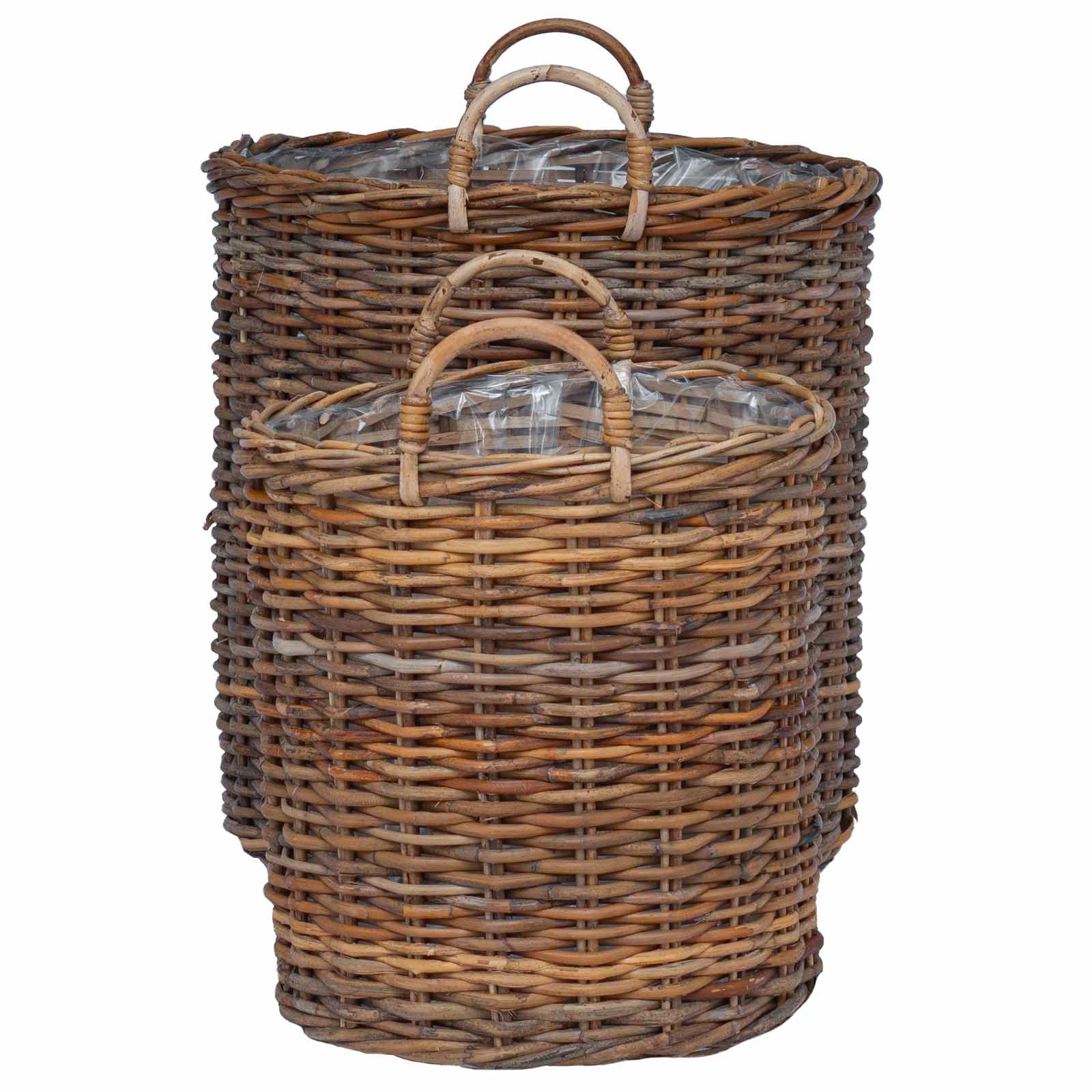Cesta de Maceta con almacenamiento 2 pcs Gris Rattan Lacak