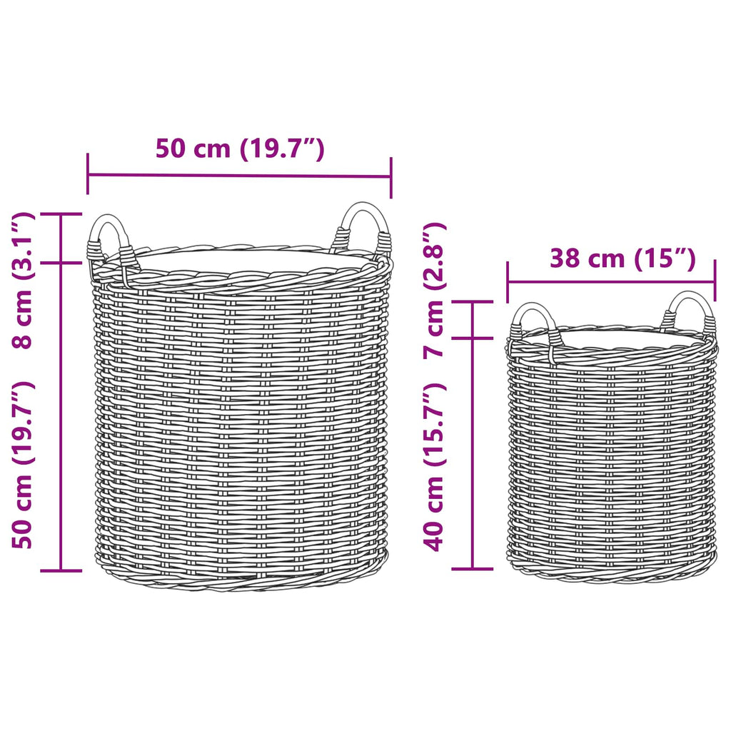Cesta de Maceta con almacenamiento 2 pcs Gris Rattan Lacak