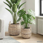 Cesta de Maceta con almacenamiento 2 pcs Gris Ratán Lacak