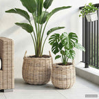Cesta de Maceta con almacenamiento 2 pcs Gris Ratán Lacak