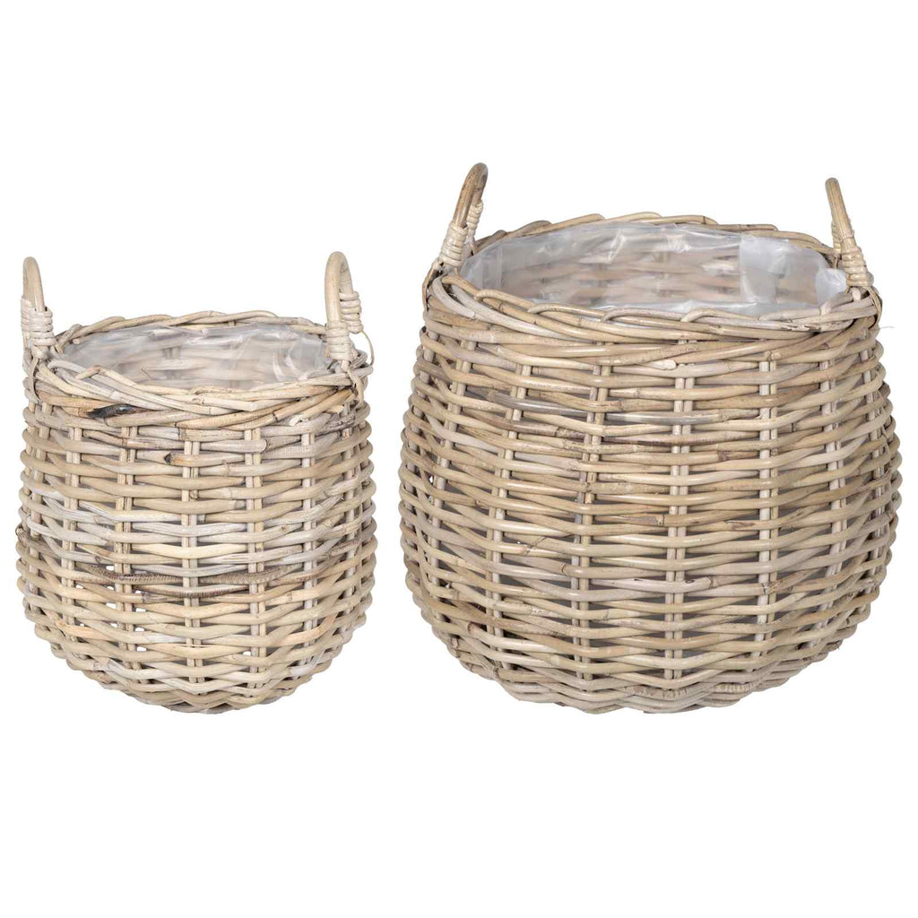 Cesta de Maceta con almacenamiento 2 pcs Gris Ratán Lacak
