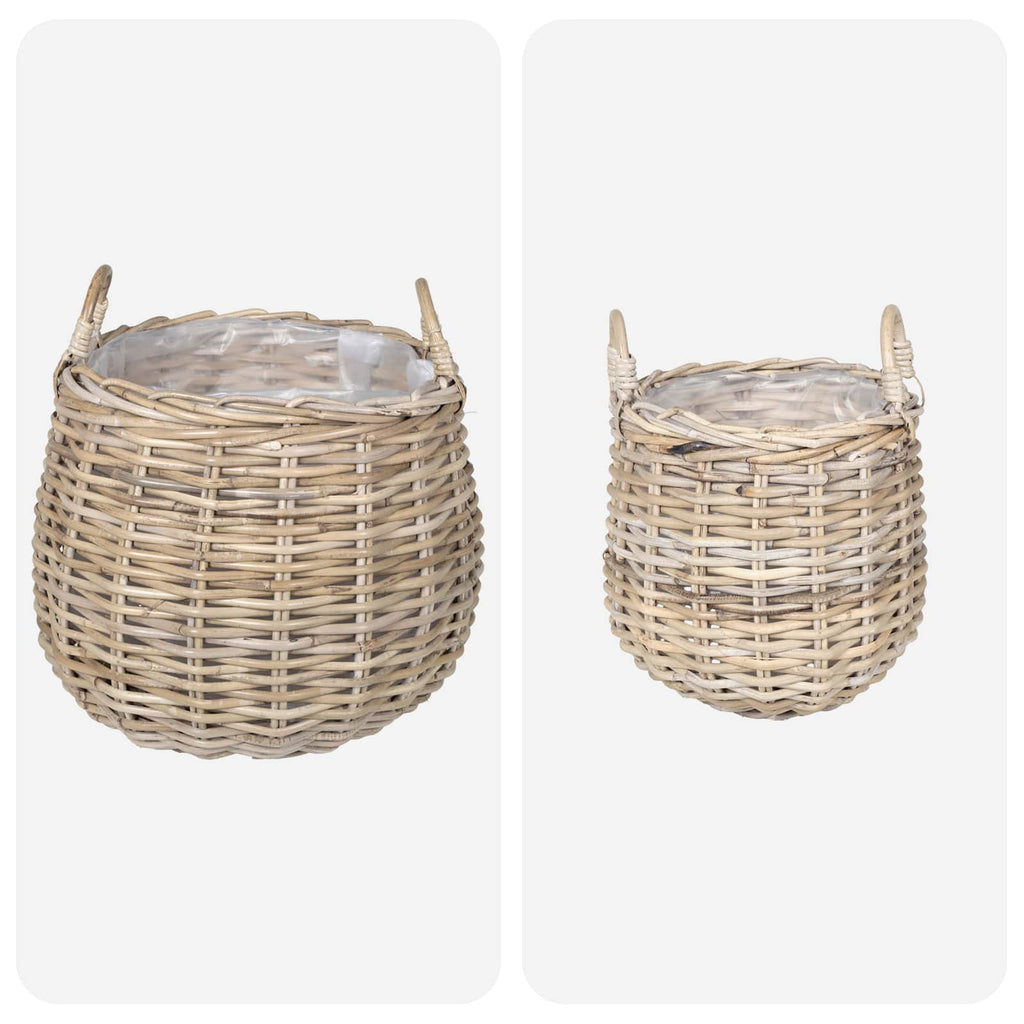 Cesta de Maceta con almacenamiento 2 pcs Gris Ratán Lacak