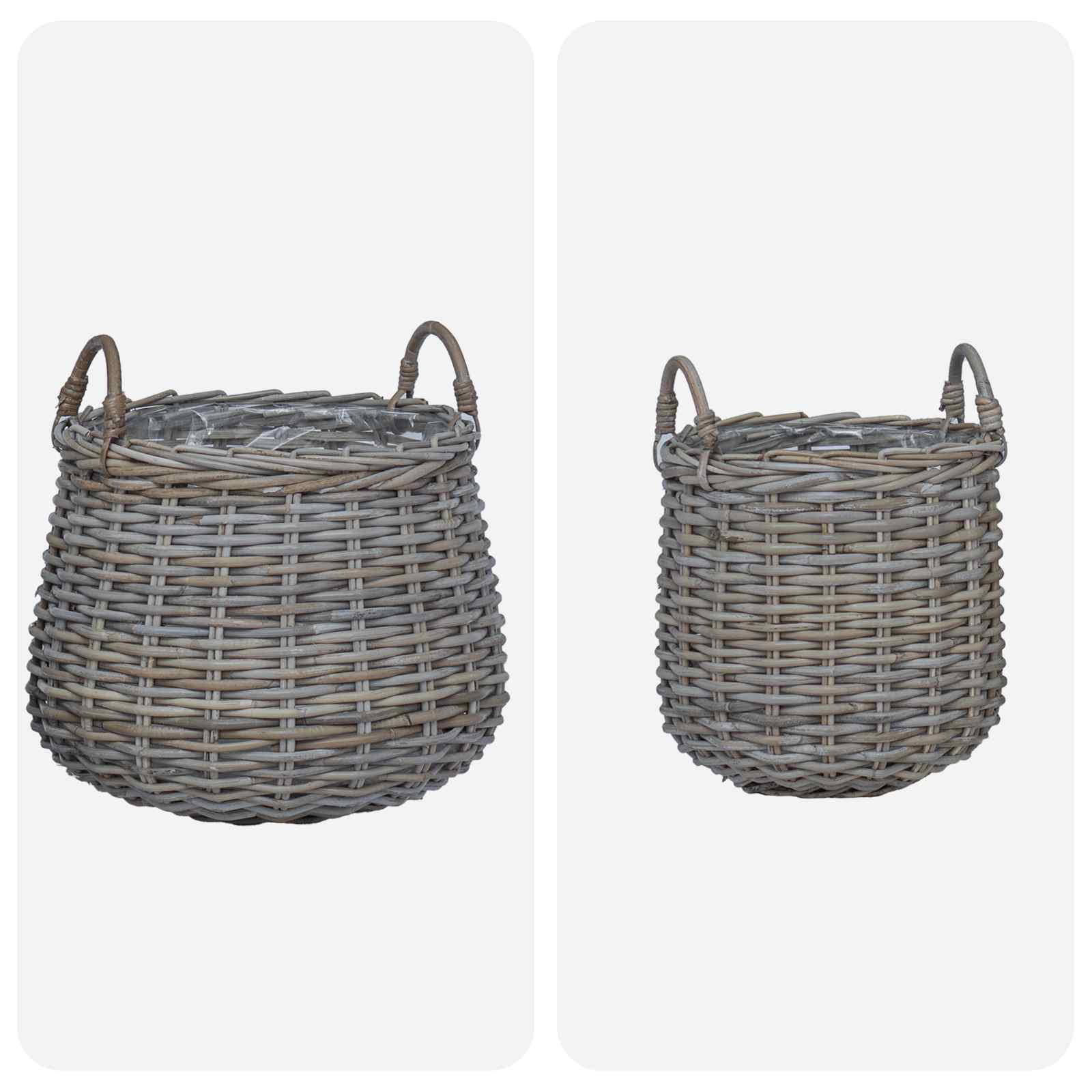 Cesta de Maceta con almacenamiento 2 pcs Gris Ratán Lacak