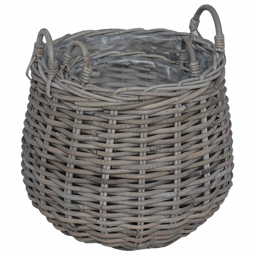 Cesta de Maceta con almacenamiento 2 pcs Gris Ratán Lacak