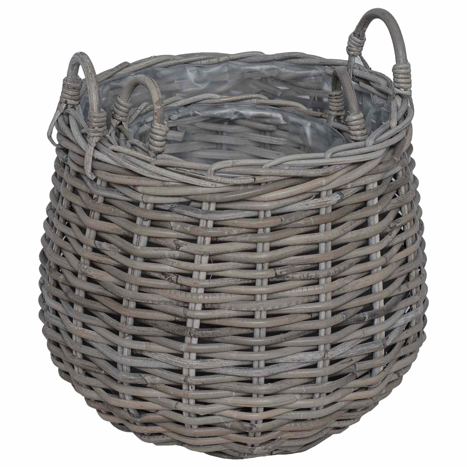 Cesta de Maceta con almacenamiento 2 pcs Gris Ratán Lacak