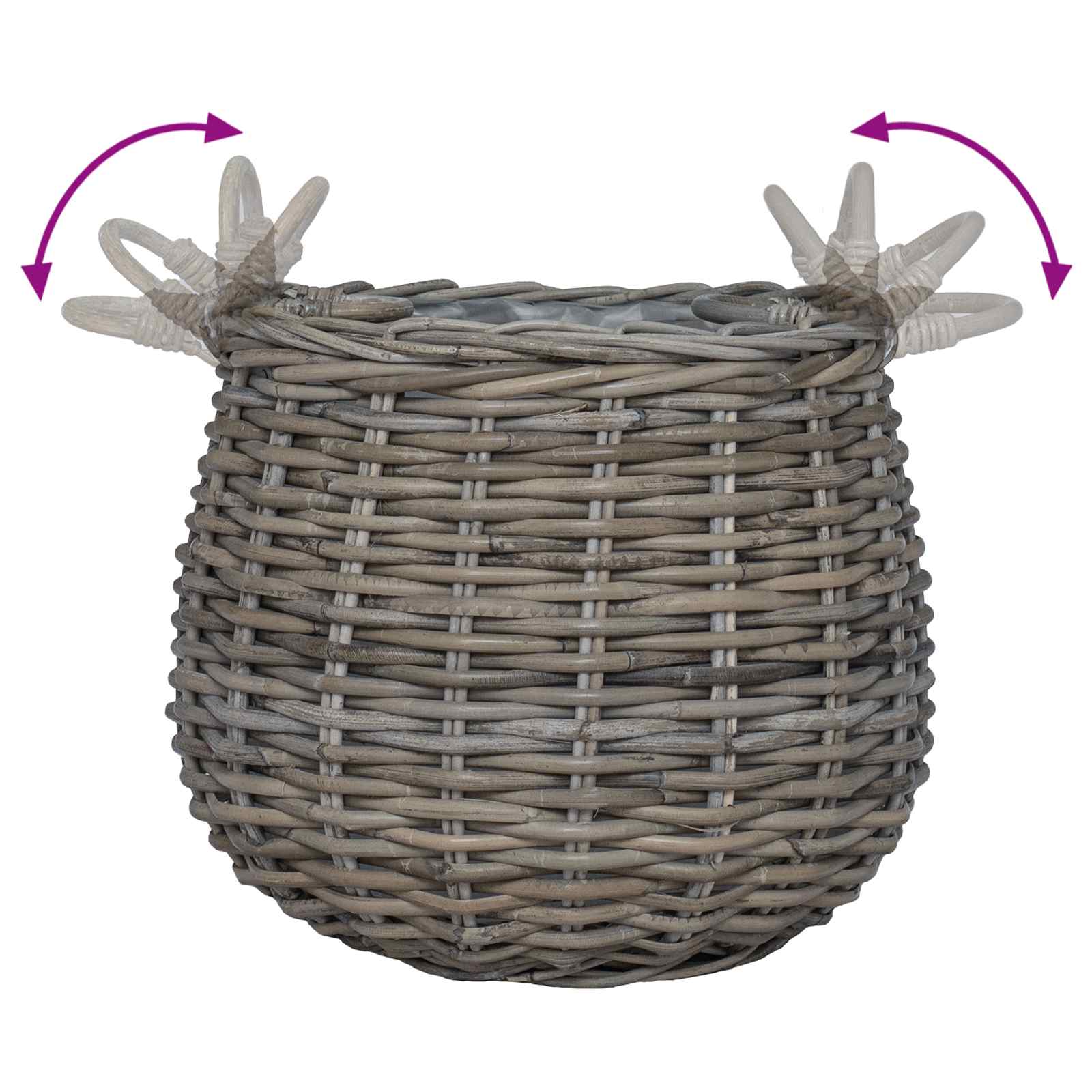 Cesta de Maceta con almacenamiento 2 pcs Gris Ratán Lacak