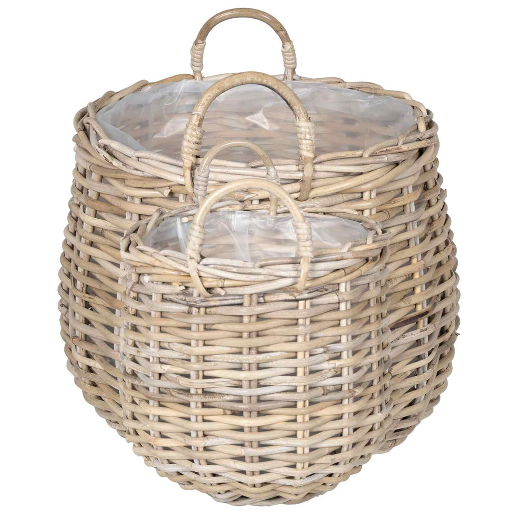 Cesta de Maceta con almacenamiento 2 pcs Gris Ratán Lacak