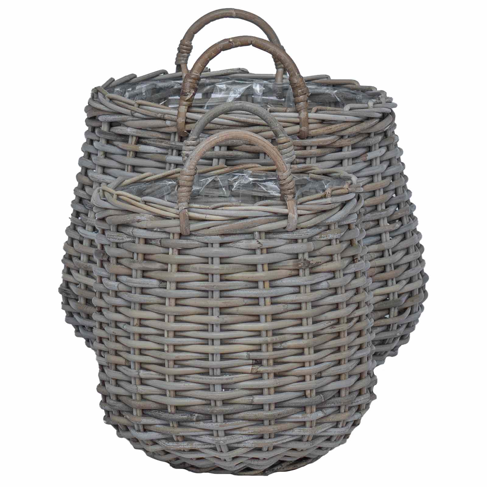 Cesta de Maceta con almacenamiento 2 pcs Gris Ratán Lacak