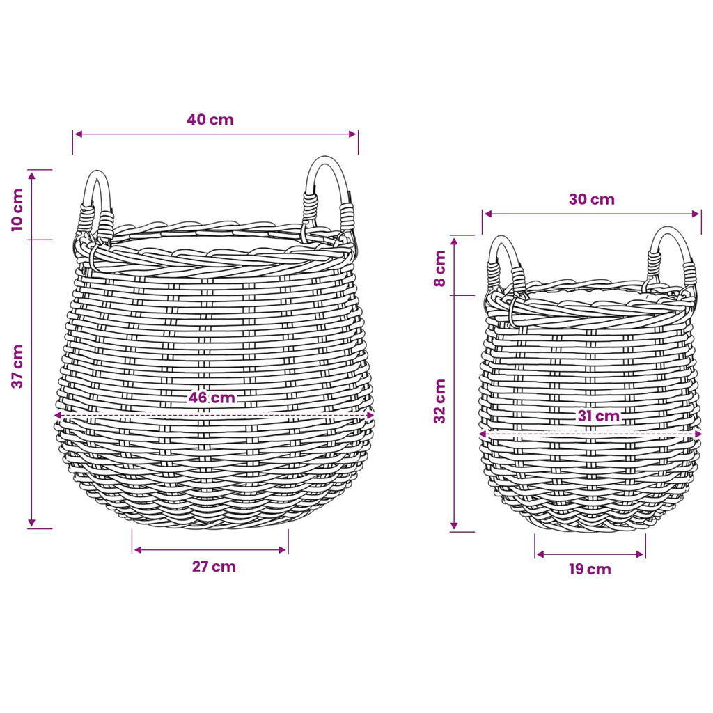 Cesta de Maceta con almacenamiento 2 pcs Gris Ratán Lacak