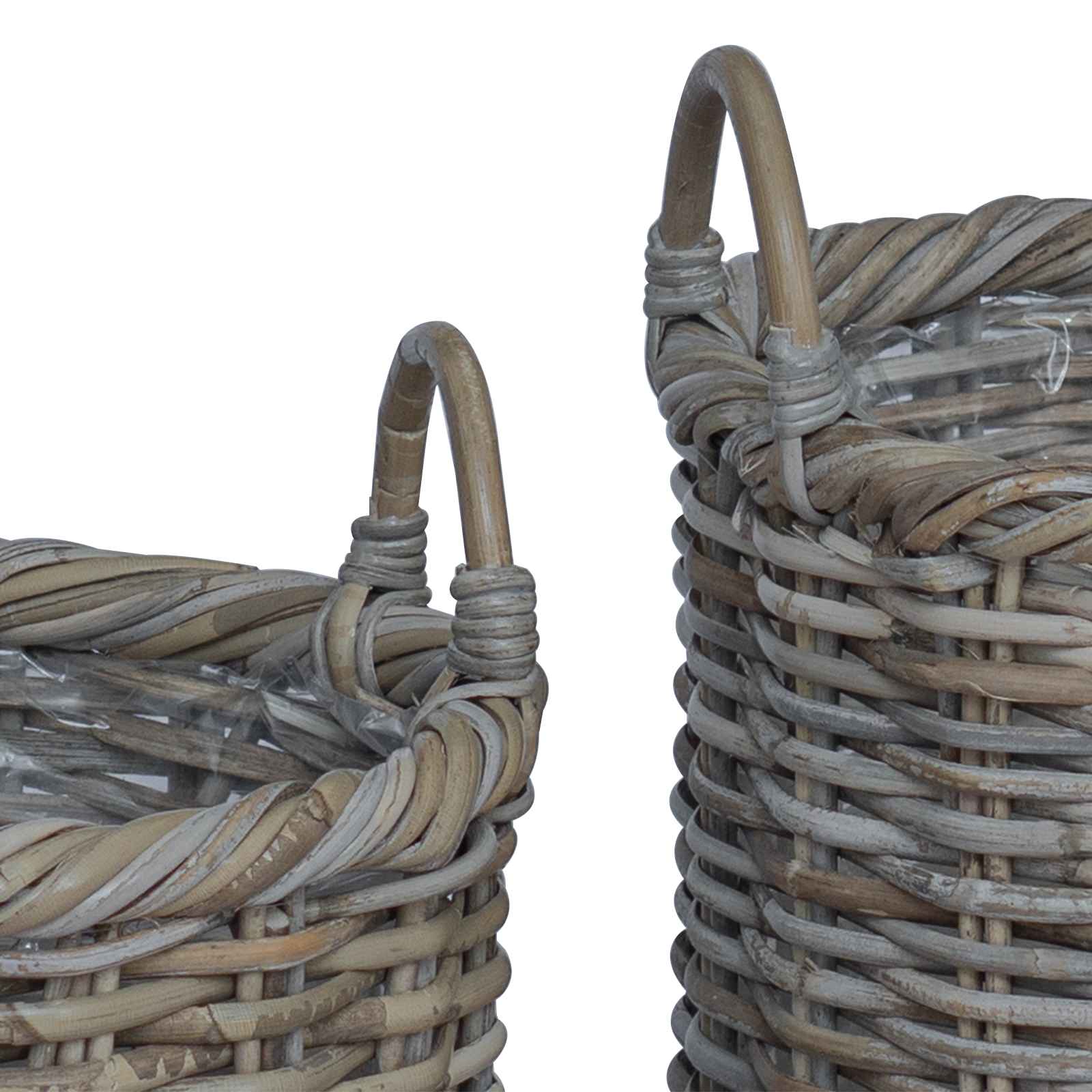 Cesta para Plantas 3 pcs Gris Kubu Ratán Kubu