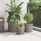 Cesta para Plantas 3 pcs Gris Kubu Ratán Kubu