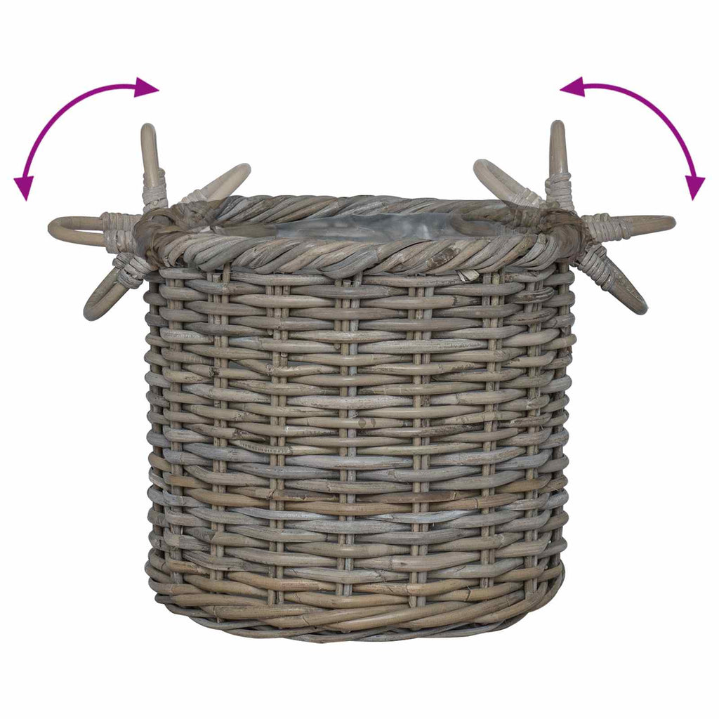 Cesta para Plantas 3 pcs Gris Kubu Ratán Kubu