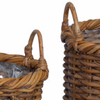 Cesta para Plantas con almacenamiento 3 pcs Marrón Ratán Kubu