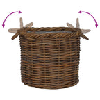Cesta para Plantas con almacenamiento 3 pcs Marrón Ratán Kubu