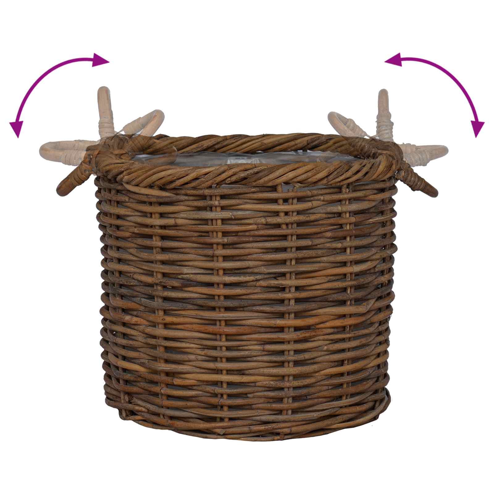 Cesta para Plantas con almacenamiento 3 pcs Marrón Ratán Kubu
