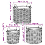 Cesta para Plantas con almacenamiento 3 pcs Marrón Ratán Kubu