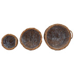 Cesta para Plantas con almacenamiento 3 pcs Marrón Ratán Kubu