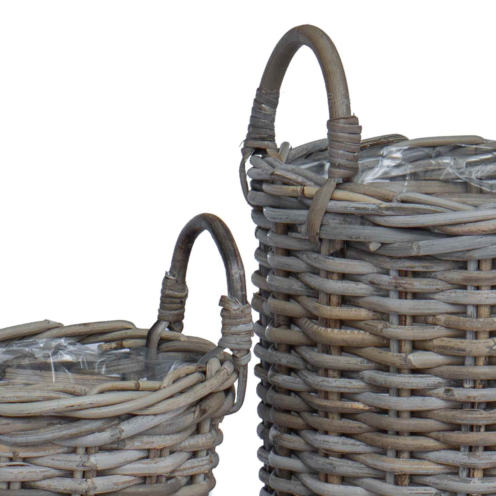 Cesta de Plantas con almacenamiento 2 pcs Gris Ratán Kubu