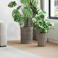 Cesta de Plantas con almacenamiento 2 pcs Gris Ratán Kubu