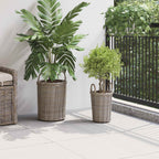 Cesta de Plantas con almacenamiento 2 pcs Gris Ratán Kubu