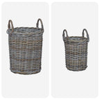 Cesta de Plantas con almacenamiento 2 pcs Gris Ratán Kubu