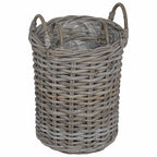 Cesta de Plantas con almacenamiento 2 pcs Gris Ratán Kubu