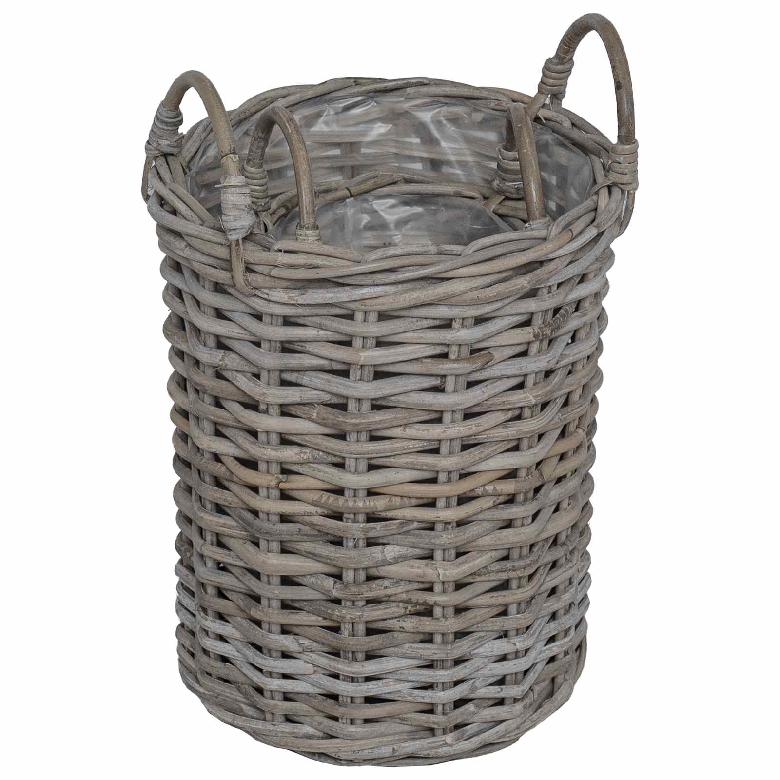 Cesta de Plantas con almacenamiento 2 pcs Gris Ratán Kubu