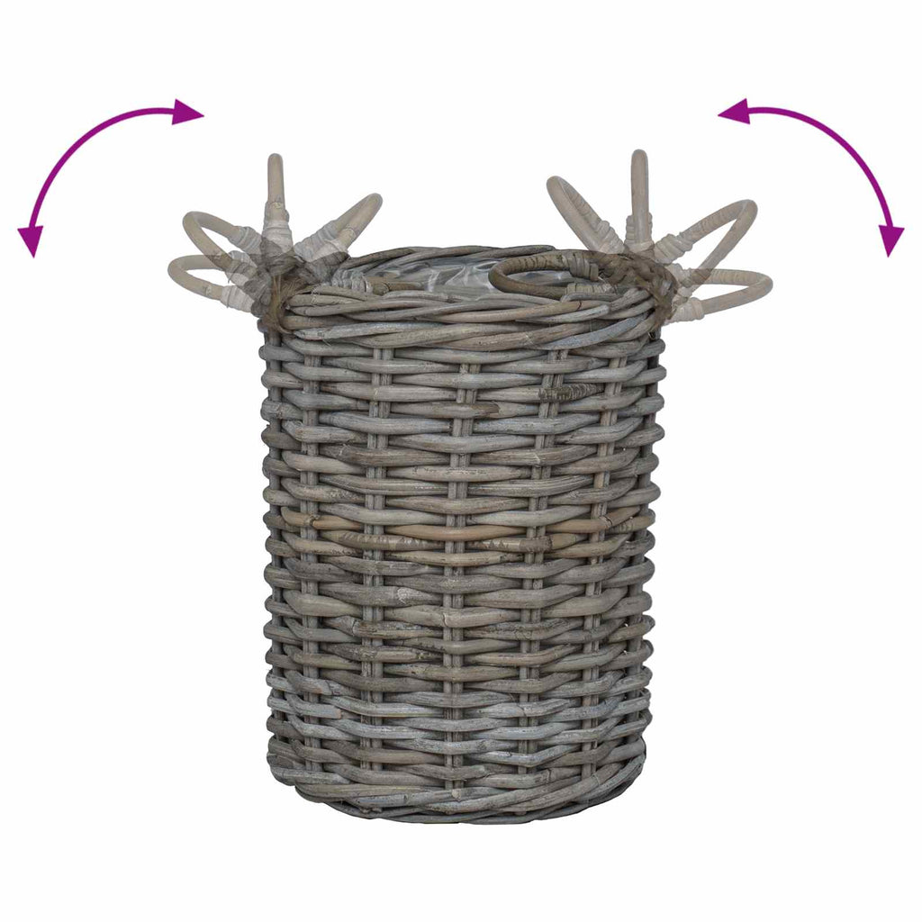 Cesta de Plantas con almacenamiento 2 pcs Gris Ratán Kubu