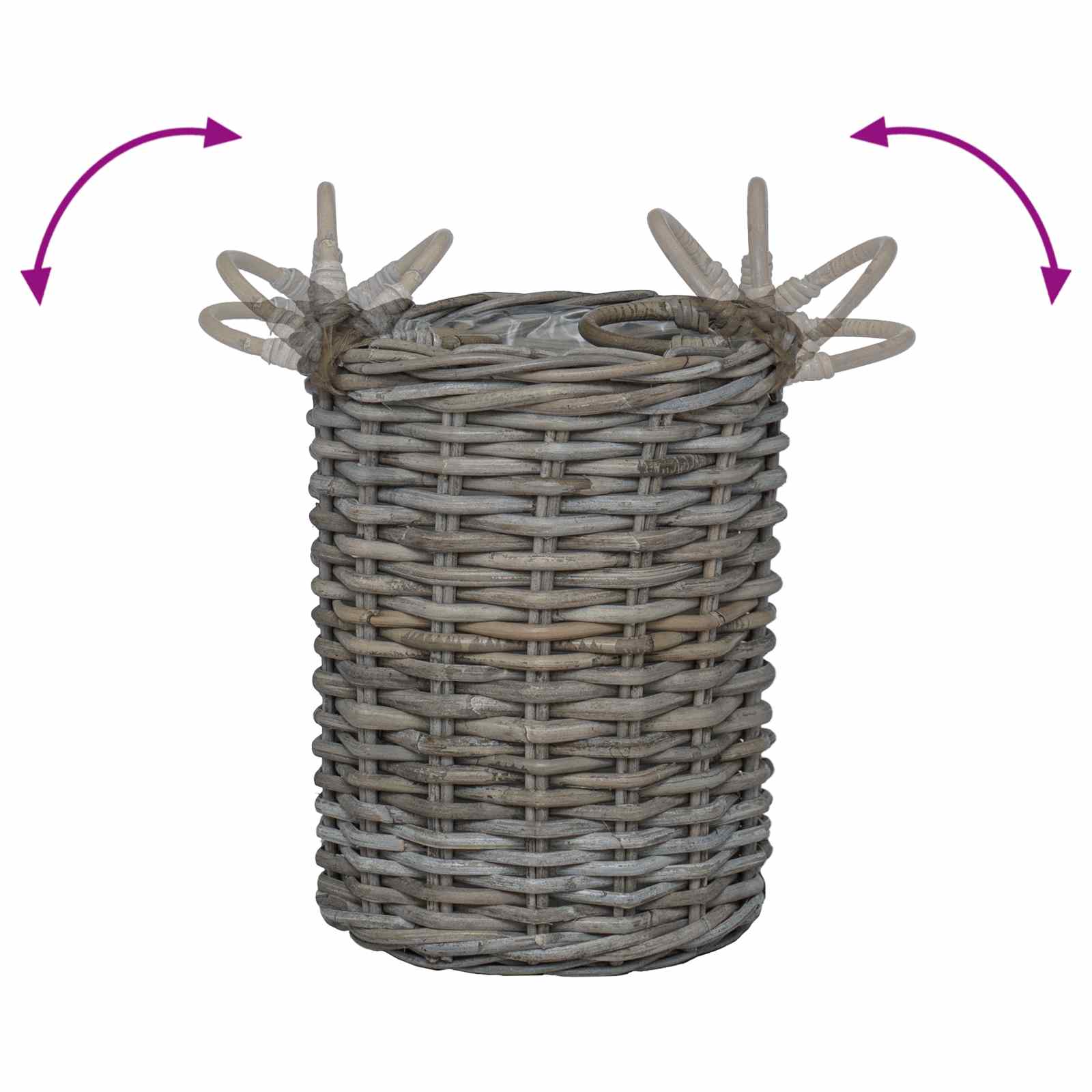 Cesta de Plantas con almacenamiento 2 pcs Gris Ratán Kubu
