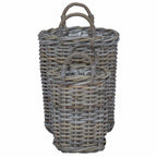Cesta de Plantas con almacenamiento 2 pcs Gris Ratán Kubu