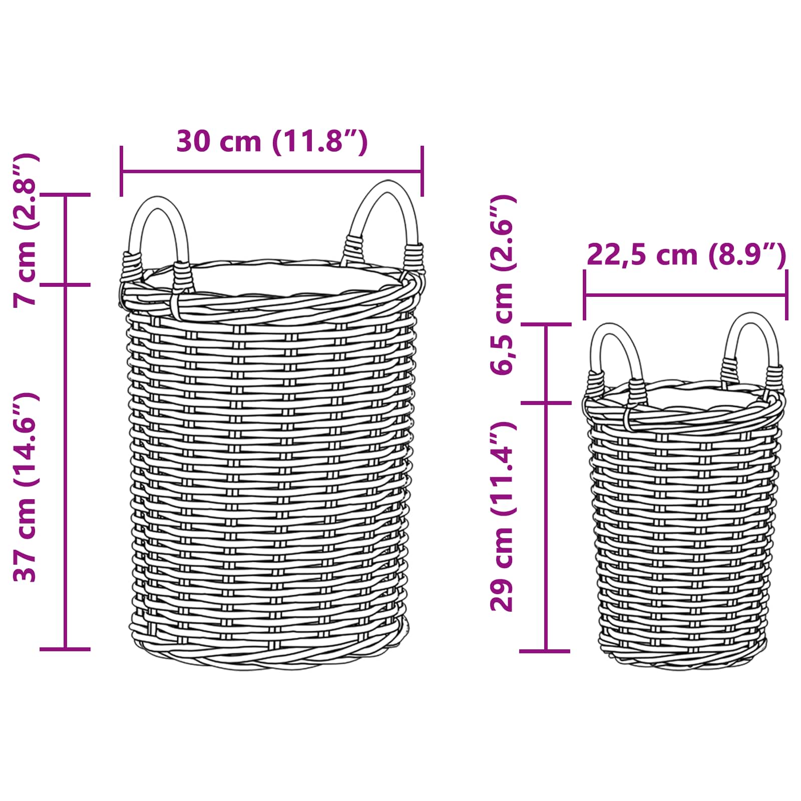 Cesta de Plantas con almacenamiento 2 pcs Gris Ratán Kubu