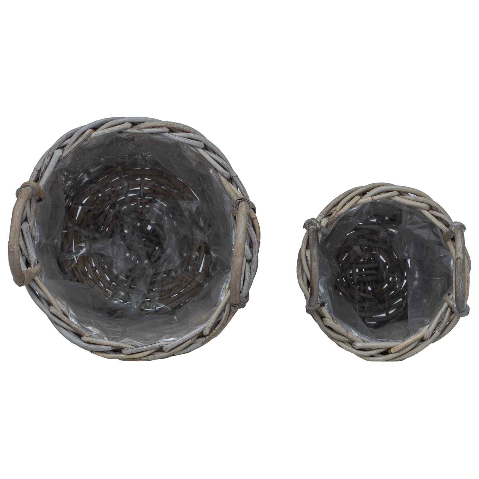 Cesta de Plantas con almacenamiento 2 pcs Gris Ratán Kubu