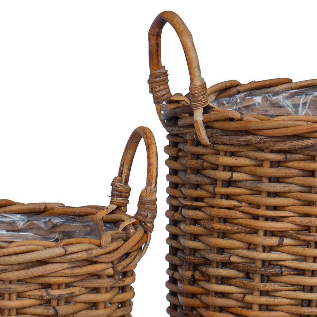 Cesta de Plantas con almacenamiento 2 pcs Gris Ratán Kubu