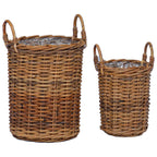 Cesta de Plantas con almacenamiento 2 pcs Gris Ratán Kubu