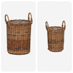 Cesta de Plantas con almacenamiento 2 pcs Gris Ratán Kubu