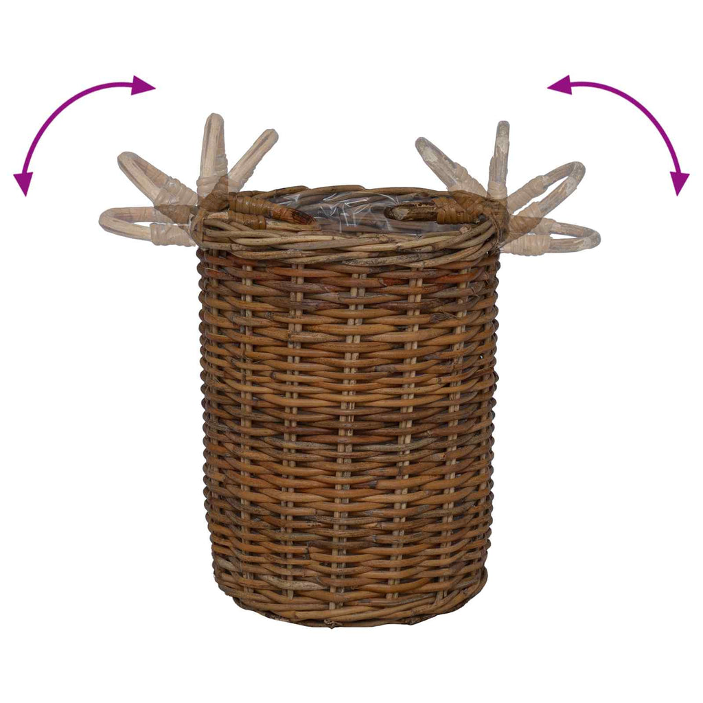 Cesta de Plantas con almacenamiento 2 pcs Gris Ratán Kubu