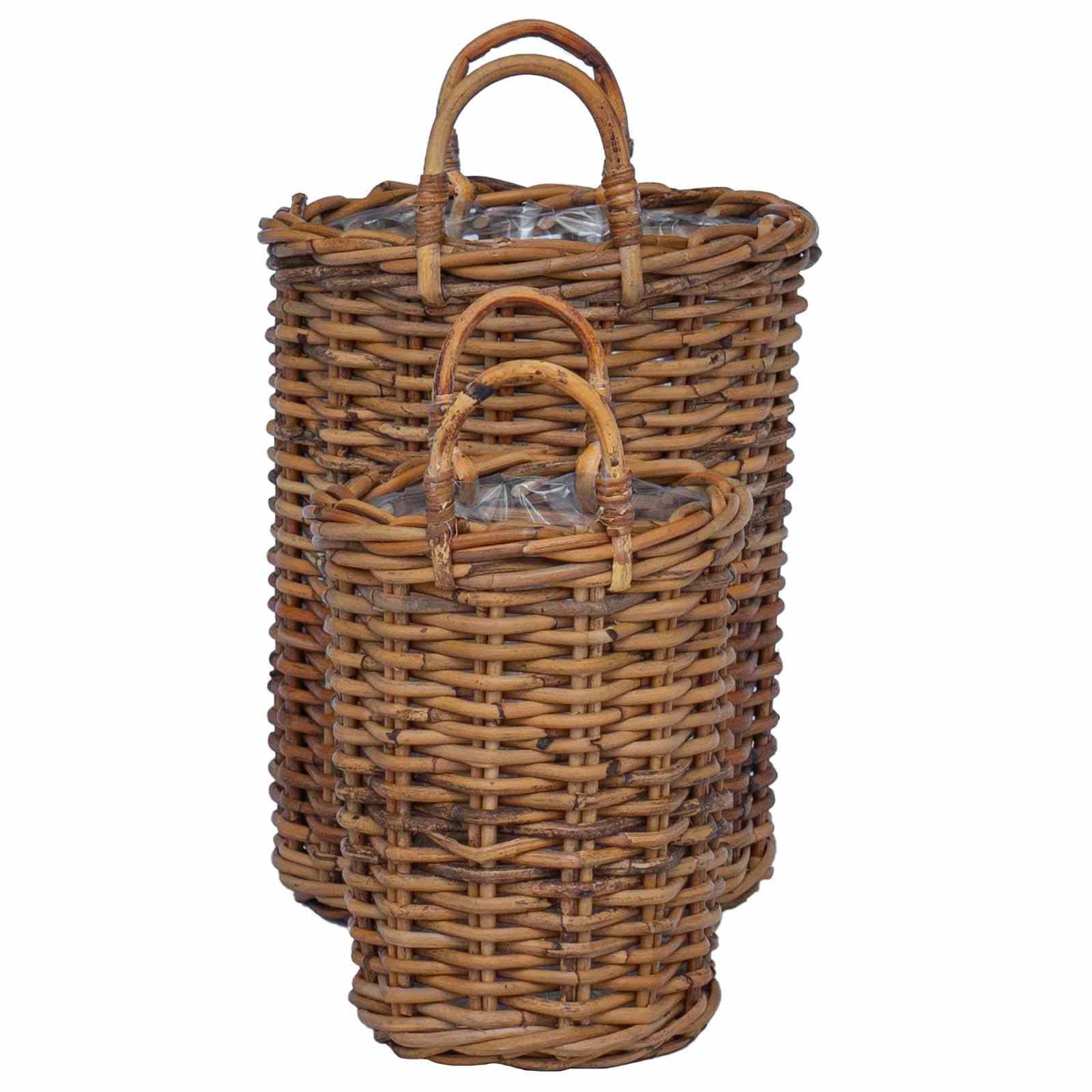 Cesta de Plantas con almacenamiento 2 pcs Gris Ratán Kubu