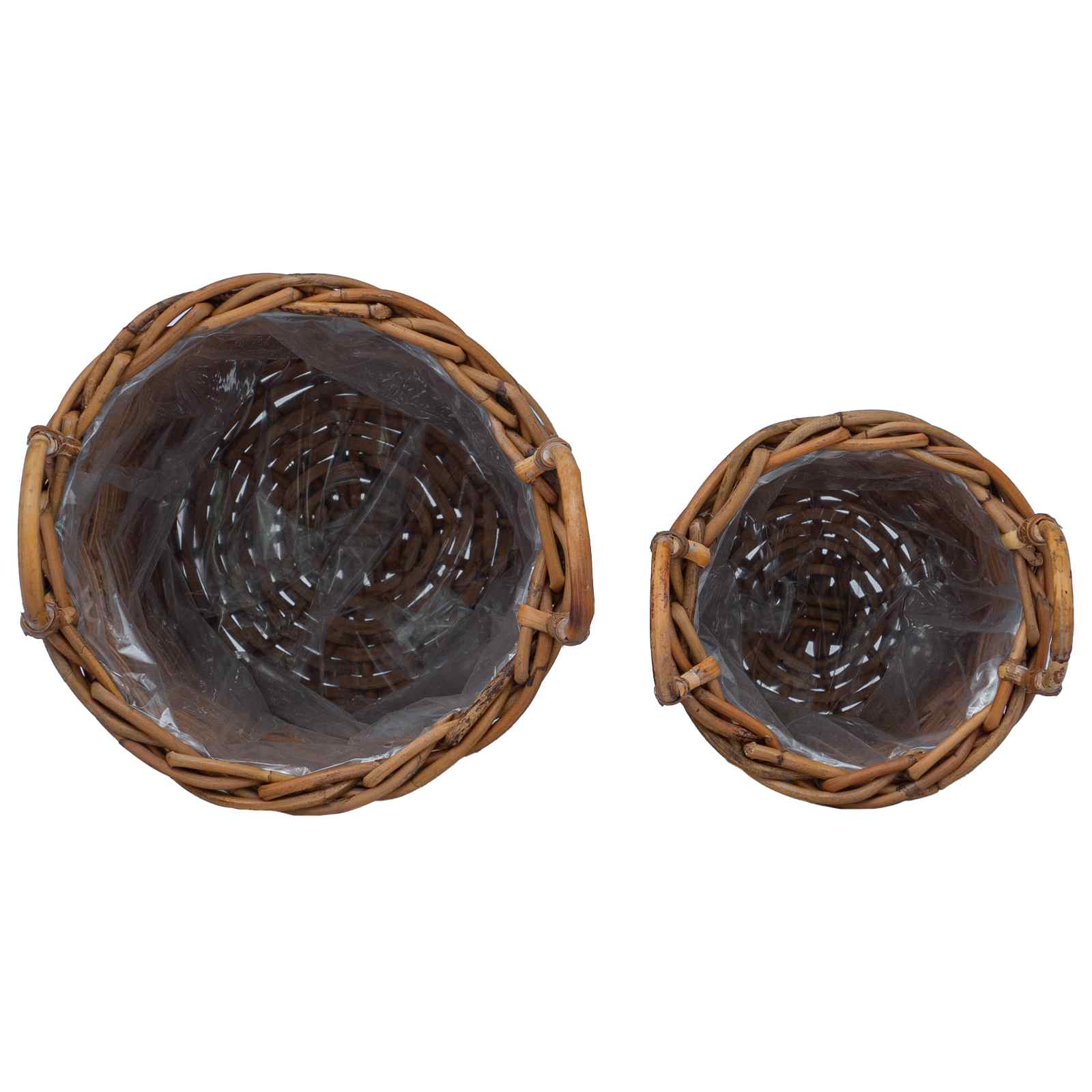 Cesta de Plantas con almacenamiento 2 pcs Gris Ratán Kubu