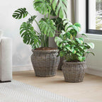 Cesta para Plantas con almacenamiento 2 pcs Gris Ratan Lacak