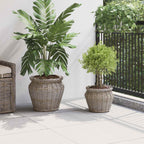 Cesta para Plantas con almacenamiento 2 pcs Gris Ratan Lacak