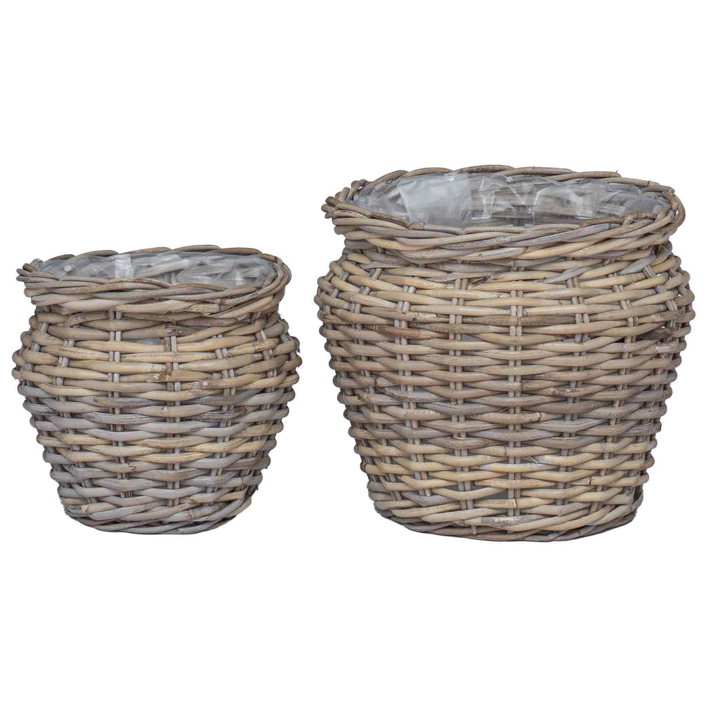Cesta para Plantas con almacenamiento 2 pcs Gris Ratan Lacak