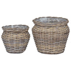 Cesta para Plantas con almacenamiento 2 pcs Gris Ratan Lacak