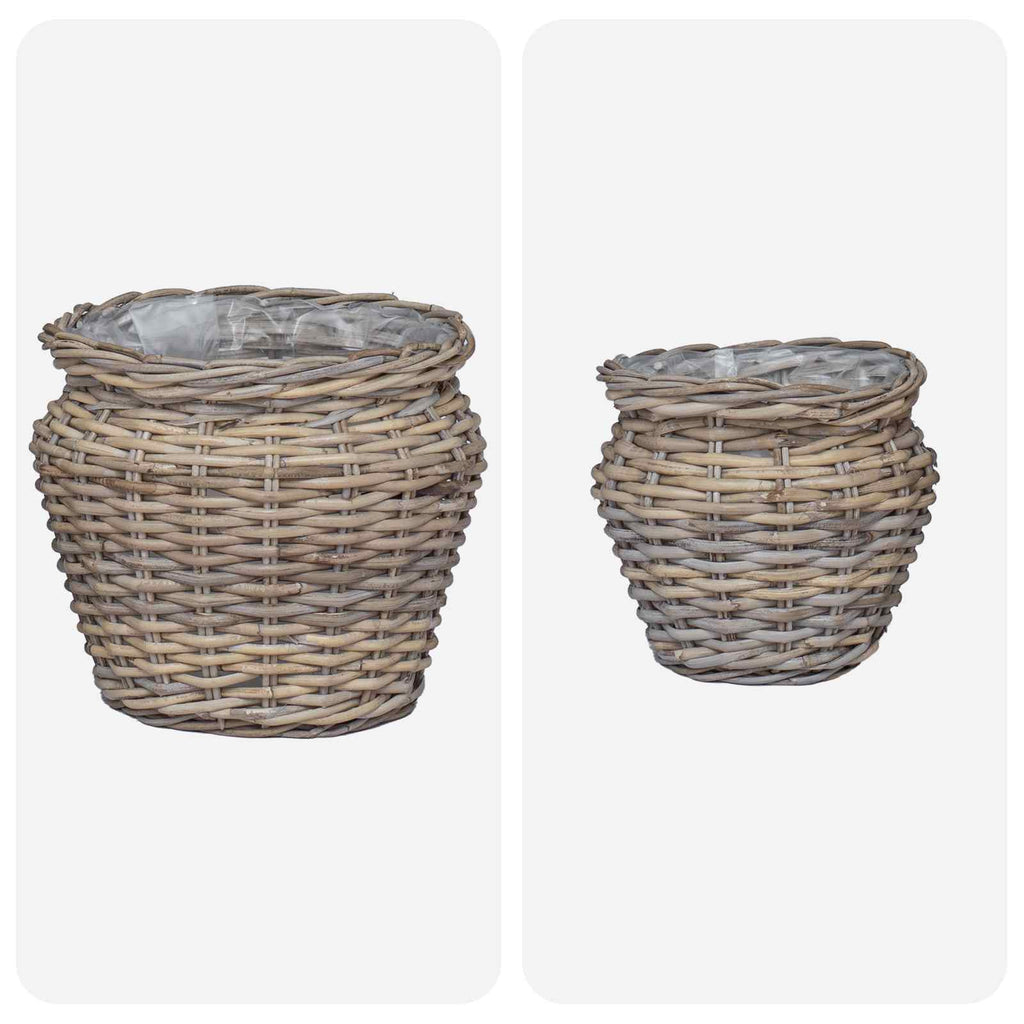 Cesta para Plantas con almacenamiento 2 pcs Gris Ratan Lacak