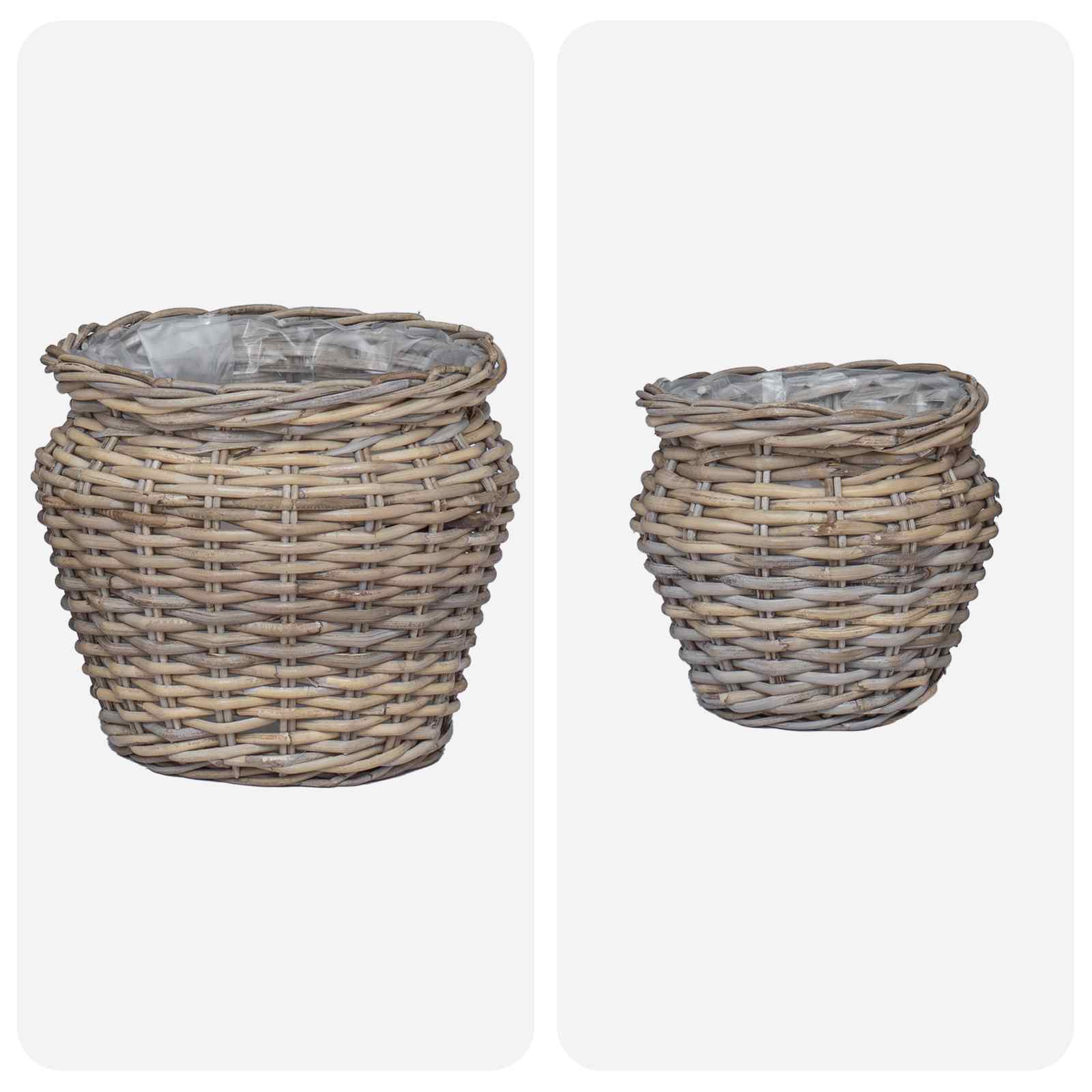 Cesta para Plantas con almacenamiento 2 pcs Gris Ratan Lacak