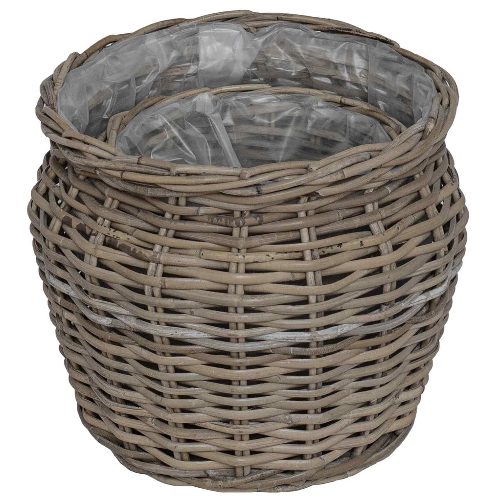 Cesta para Plantas con almacenamiento 2 pcs Gris Ratan Lacak