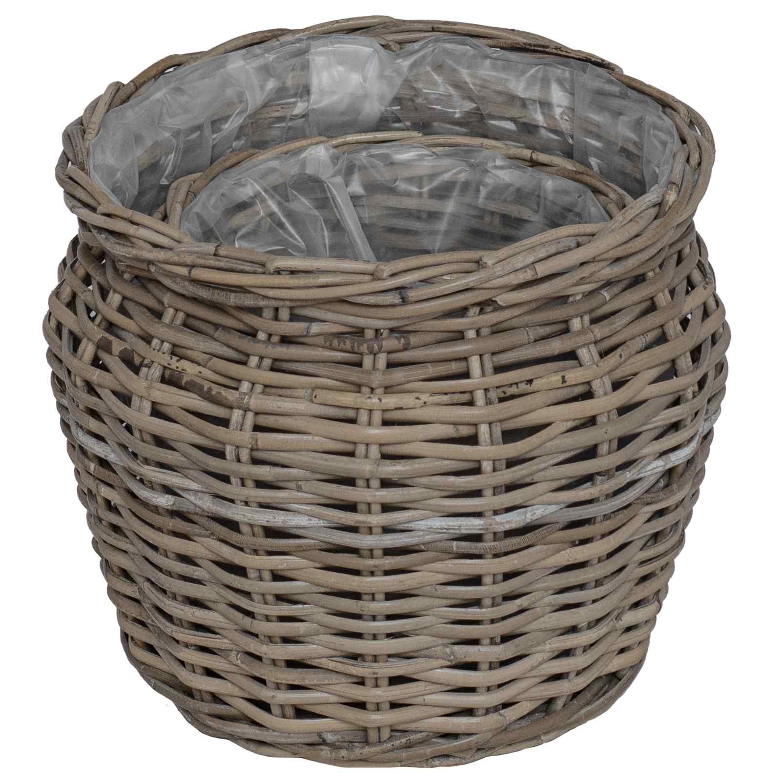 Cesta para Plantas con almacenamiento 2 pcs Gris Ratan Lacak