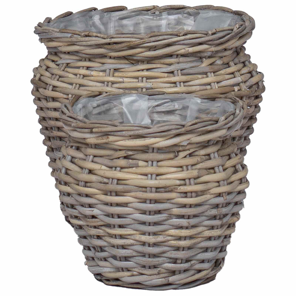 Cesta para Plantas con almacenamiento 2 pcs Gris Ratan Lacak