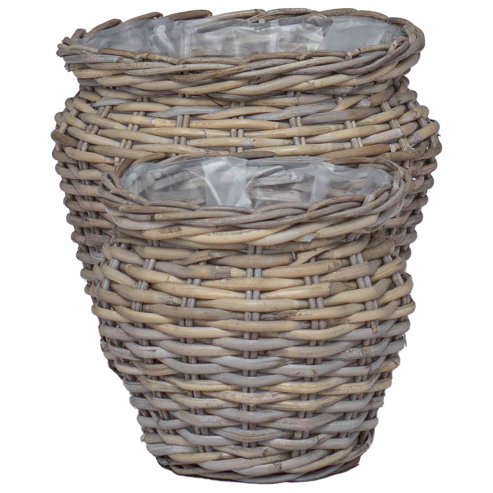 Cesta para Plantas con almacenamiento 2 pcs Gris Ratan Lacak